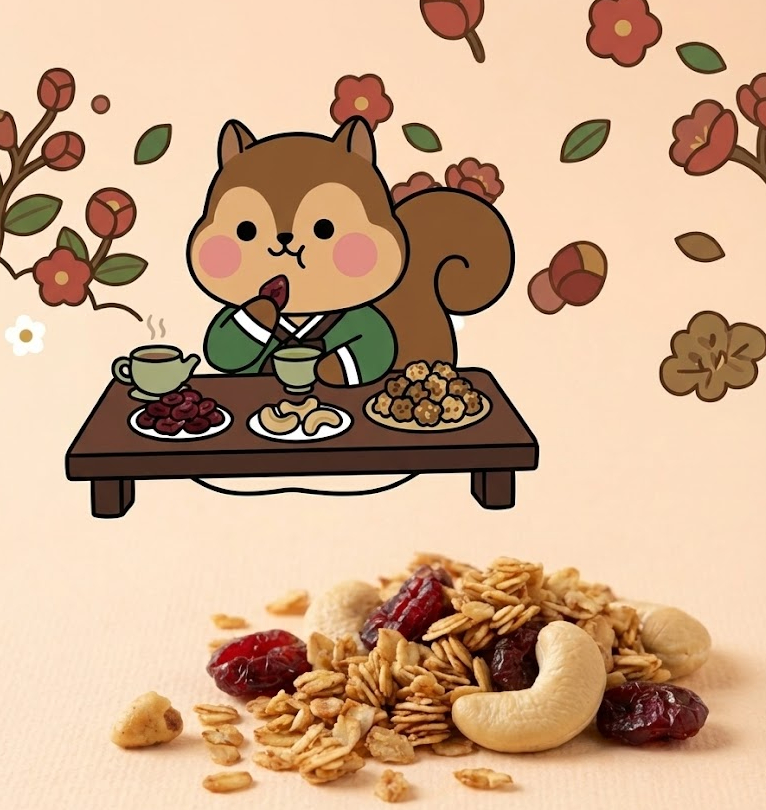 C款照-3 🍓【GRAIN MAMA 嚴選】松鼠 MAMA 蔓越莓乾・黑糖燕麥脆片・腰果|甜香果穀款