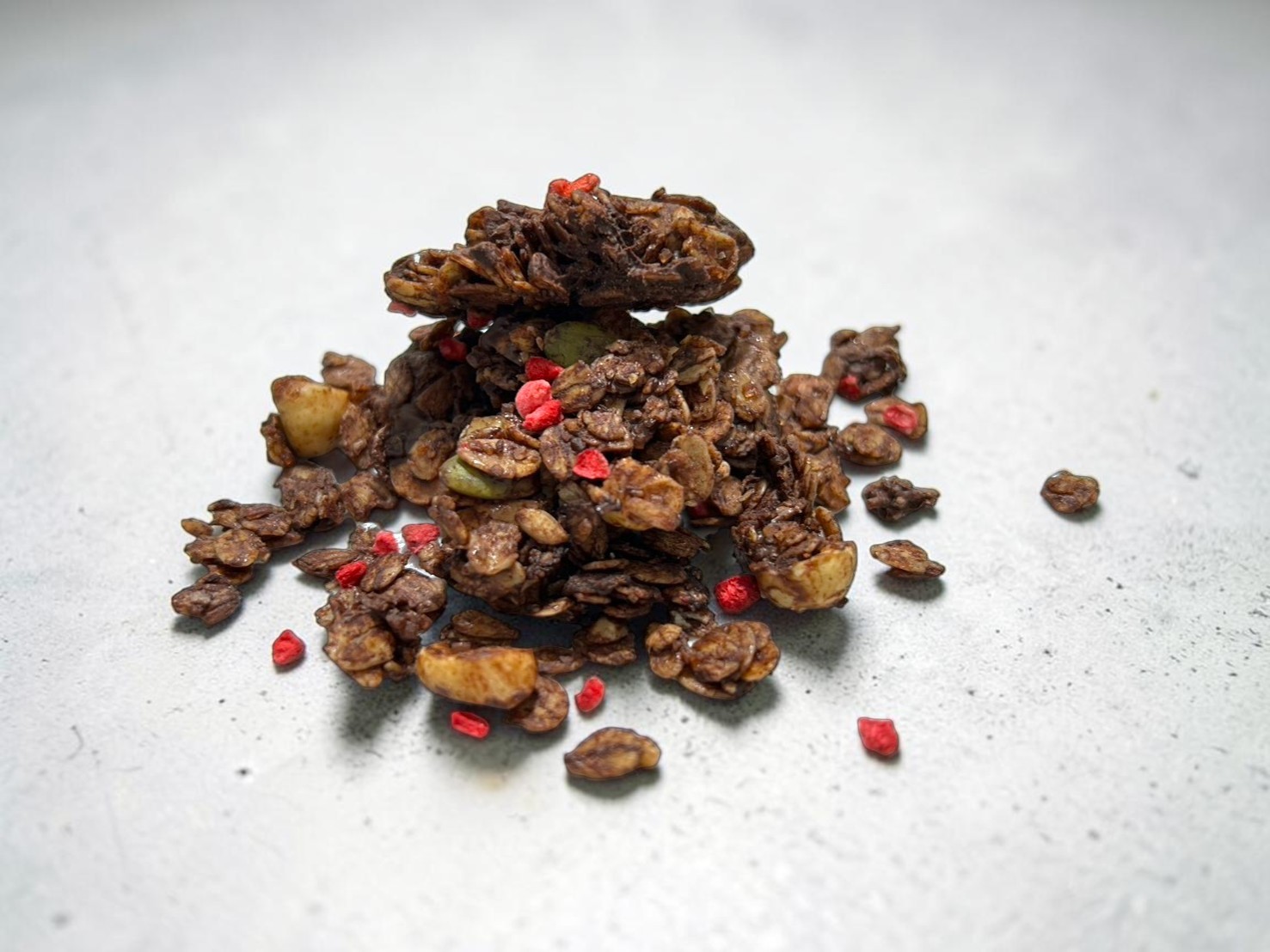 黑巧覆盆莓燕麥脆片真實成品特寫